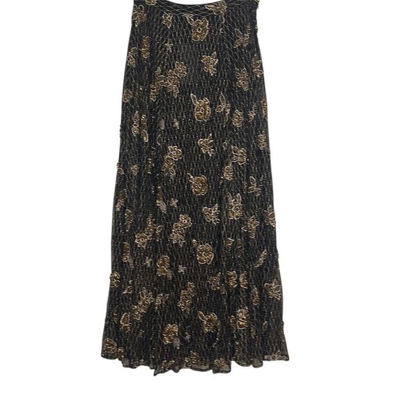 NWT ZARA Knit Embellished Beaded Black Gold Maxi Skirt M Limited Edition(400) - Picture 3 of 15